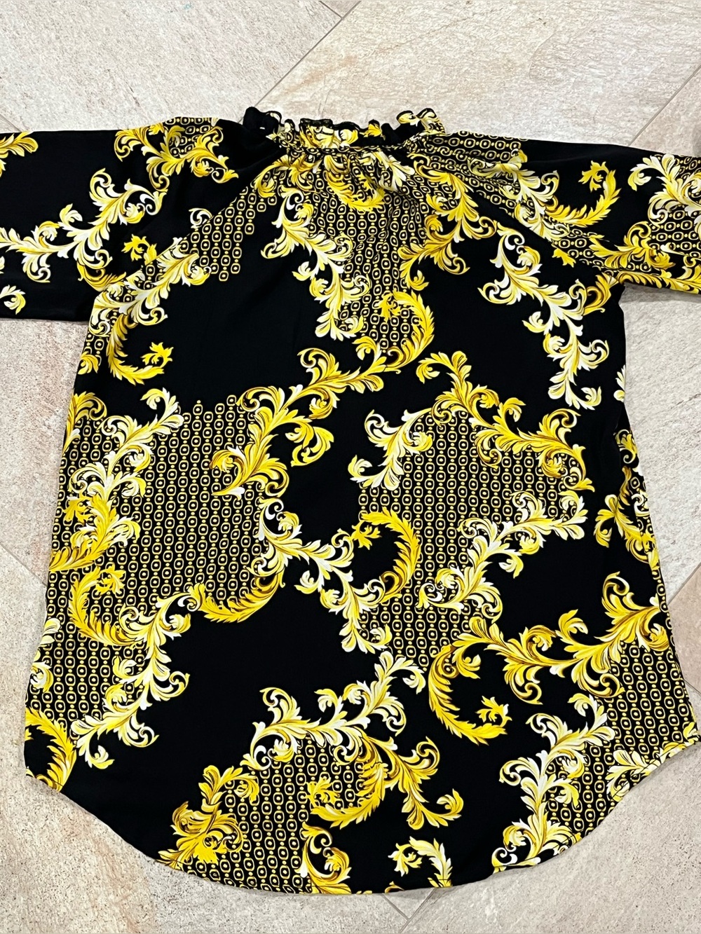 Black & Yellow Baroque Long Sleeve Print Tunic Blouse PM - Picture 2 of 3